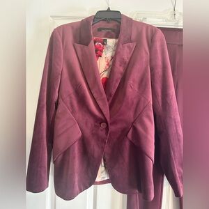 White House Black Market Deep Burgundy Velvet Blazer